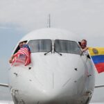 American Airlines plane on first Miami to Caracas direct flight after 7-year suspension