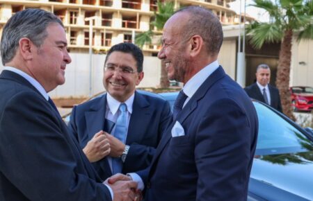 Fouad Ali El Himma, Nasser Bourita and US Ambassador Buchan III at the opening of the US consulate in Casablanca