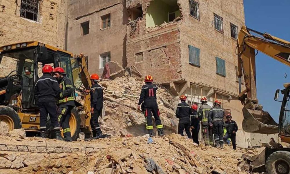 Scene from the aftermath of a building collapse in Fes, Morocco.