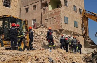 Scene from the aftermath of a building collapse in Fes, Morocco.