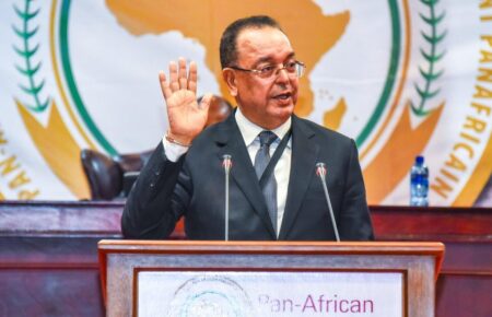Lahcen Haddad at the Pan-African Parliament extraordinary session