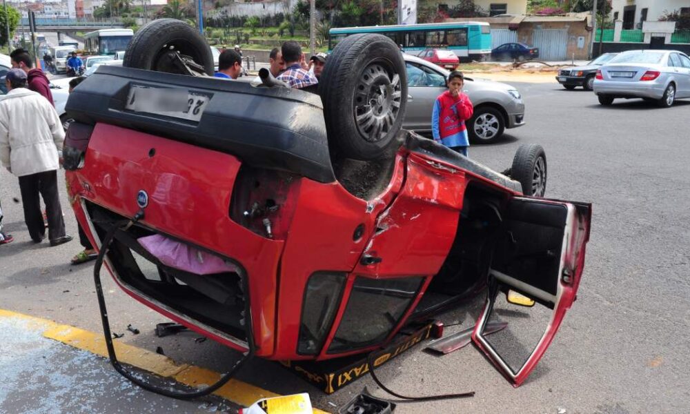 Traffic accident scene in urban Morocco — DGSN weekly road safety report, April 27 to May 3, 2026