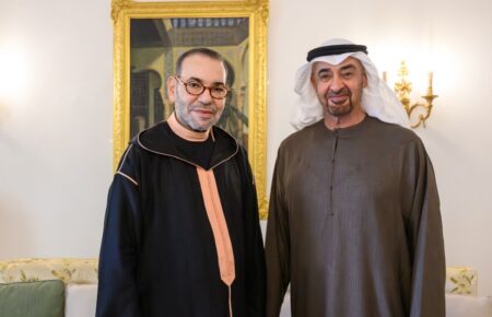 King Mohammed VI meets UAE President Sheikh Mohamed bin Zayed Al Nahyan in Rabat.