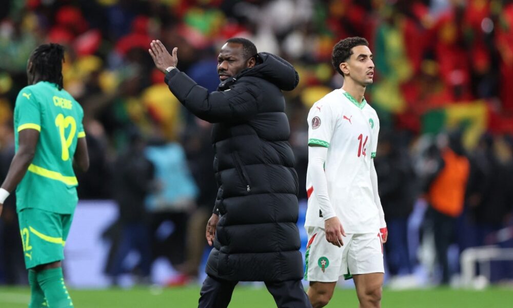 Senegal head coach Pape Thiaw during a World Cup match.