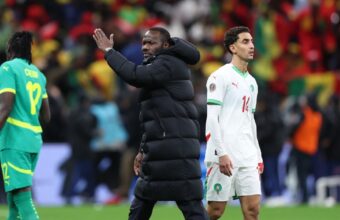 Senegal head coach Pape Thiaw during a World Cup match.