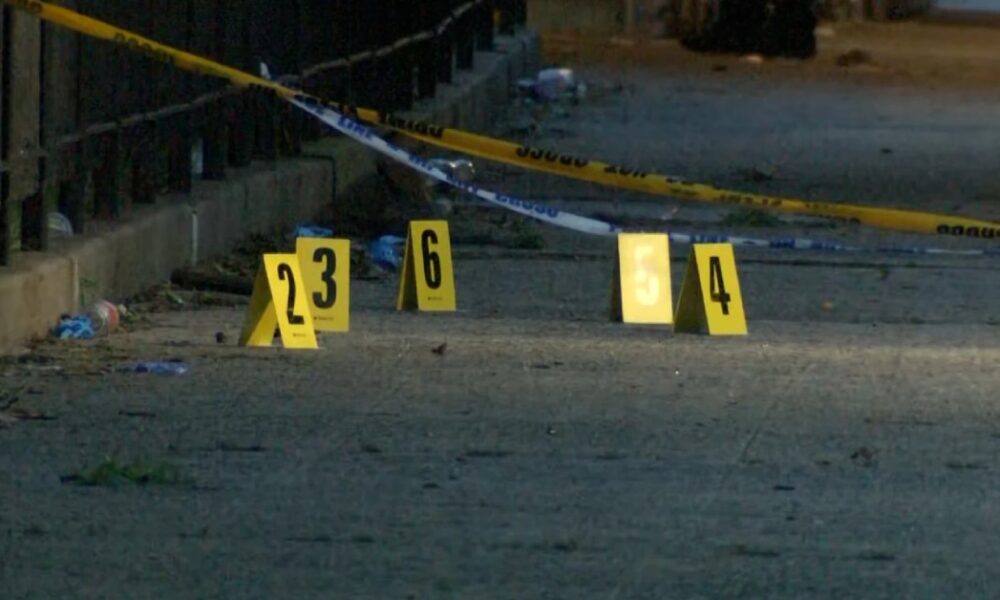 Police officers respond to a shooting scene near Coney Island in Brooklyn.